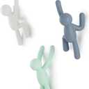 Umbra Buddy Wall Hooks  Decorative Wall Mounted Coat Hooks for Hanging Coats, Scarves, Bags, Purses, Backpacks, Towels and More, Set of 3, Light Multicolored