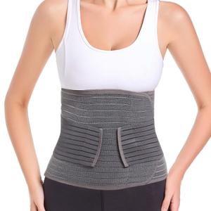 Funcy Postpartum Belly Support Wrap Support Recovery Band, Abdominal Binder Post Surgery for Women and Men, C section Tummy Tuck Herina Recovery Compression Belt (Grey, Plus Size)