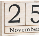 Wooden Block Calendar for Desk, Large Size Daily Desktop Perpetual Desk Calendar, Cute Date Display Desk Accessories for Home Office Decor, Teacher, Classroom, Reusable Yearly, Grey Beige