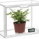 HBlife Mini Greenhouse for Indoor, Clear Stackable Green House with Magnetic Waterproof Door for Small Plants Nursery Germination, Tabletop Portable Greenhouse, 14.1x8.6x10.6 Inch (1 Pack)