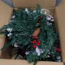 Set of 2 Outdoor Christmas Tree Urn Fillers, Battery Operated Pre-lit Planter Fillers with Multi-Color Lights, Artificial Xmas Trees with Cones & Red Berries for Porch Yard Holiday Decor