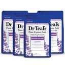 Dr Teal's Pure Epsom Magnesium Salt Soak, Soothe & Sleep with Lavender, 3 lb (Pack of 4)