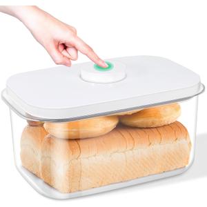 Large Bread Box with Easy-Carrying Handles for Kitchen Countertop, 6.5 Qt Rice Flour Container with Pop Up Lid & Hanging Hooks for Cleaner Use, Airtight Food Storage Bin for Kitchen Organization