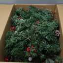 Remote Control - 18FT Long Prelit Outdoor Christmas Garland 100 Warm White & Colorful Lights Timer 12 Mode Thick 490 Branches 15 Pinecone 165 Berry Christmas Cedar Garland for Stairs Porch Front Door