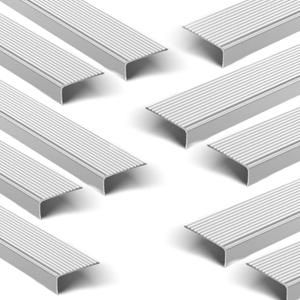 Aluminum Stair Edge Protector - Non-Slip, Self-Adhesive Stair Nosing for Porch & Staircases, Decorative (10PCS, Silver, 35.4 inch)