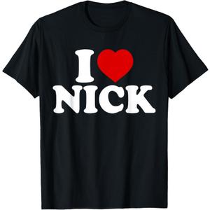 I Heart Nick First Name I Love Nick Personalized Stuff T-Shirt, Size L