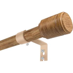 5/8” Diameter Curtain Rods 3090 Inch, for 3084 Inch Windows, Adjustable Splicing Wood Grain Curtain Rods for Windows with Brackets, Window Rod Long Small Curtains Rod, 1 Pack