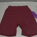 Kamo Fitness Serenity Shorts High Waisted 6" Inseam No Front Seam Thigh Friendly V Booty Seam Women's Biker Shorts (Dark Cherry, M)