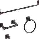 Bathroom Hardware Set 4 Pieces, Oil Rubbed Bronze Bathroom Accessories Set Stainless Steel Wall Mounted, Hand Towel Bar, Towel Ring, Robe Towel Hooks, Toilet Paper Holder, Towel Bar Set, 23.6 Inch