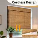Cordless Bamboo Roman Shades 43x48in, Light Filtering Bamboo Blinds for Indoor Windows, Office, Bathroom and Living Room, Privacy Teak.