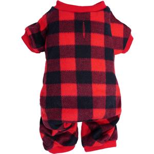 Pet Christmas Pajamas Red Black Buffalo Plaid Jumpsuit Dog Cat Soft Winter Clothes Puppy Doggie Checkered Sweater Apparel (M)