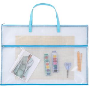 Shinylin 24 x 36 Inch Sewing Project Bag Oversized Needlepoint Project Bag for Sewing Vinyl Mesh Zipper Pouch with Handles Suitable for Quilting, Knitting, Stitching and Embroidery Projects Storage