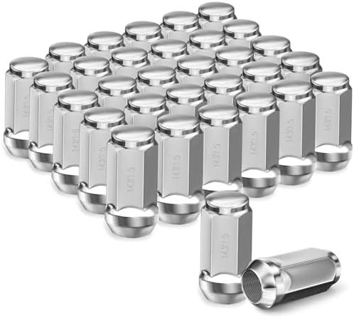 TAGMORE 24pcs M14x1.5 Lug Nuts - Compatible with Chevrolet Colorado/Suburban/Silverado, GMC Express/Yukon/Sierra 1500, Ford F150/Expedition, One-Piece Design Factory Chrome Wheel Lug Nut Set