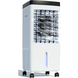 Portable Evaporative Air Cooler & Humidifier Fan, Energy Efficient Swamp Cooler with Remote, 3 Speeds, Timer - Indoor/Outdoor Cooling for Home, Room, Office, Patio, Low Energy AC Alternative