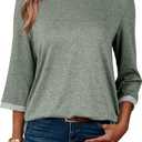 Dokotoo Women's Shirts Lightweight 2026 Summer Fashion 3/4 Length Sleeve T Shirts Casual Crew Neck Basic Blouses (X-Large)