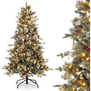6FT Pre-Lit Artificial Christmas Tree, 300 Warm White LED Lights