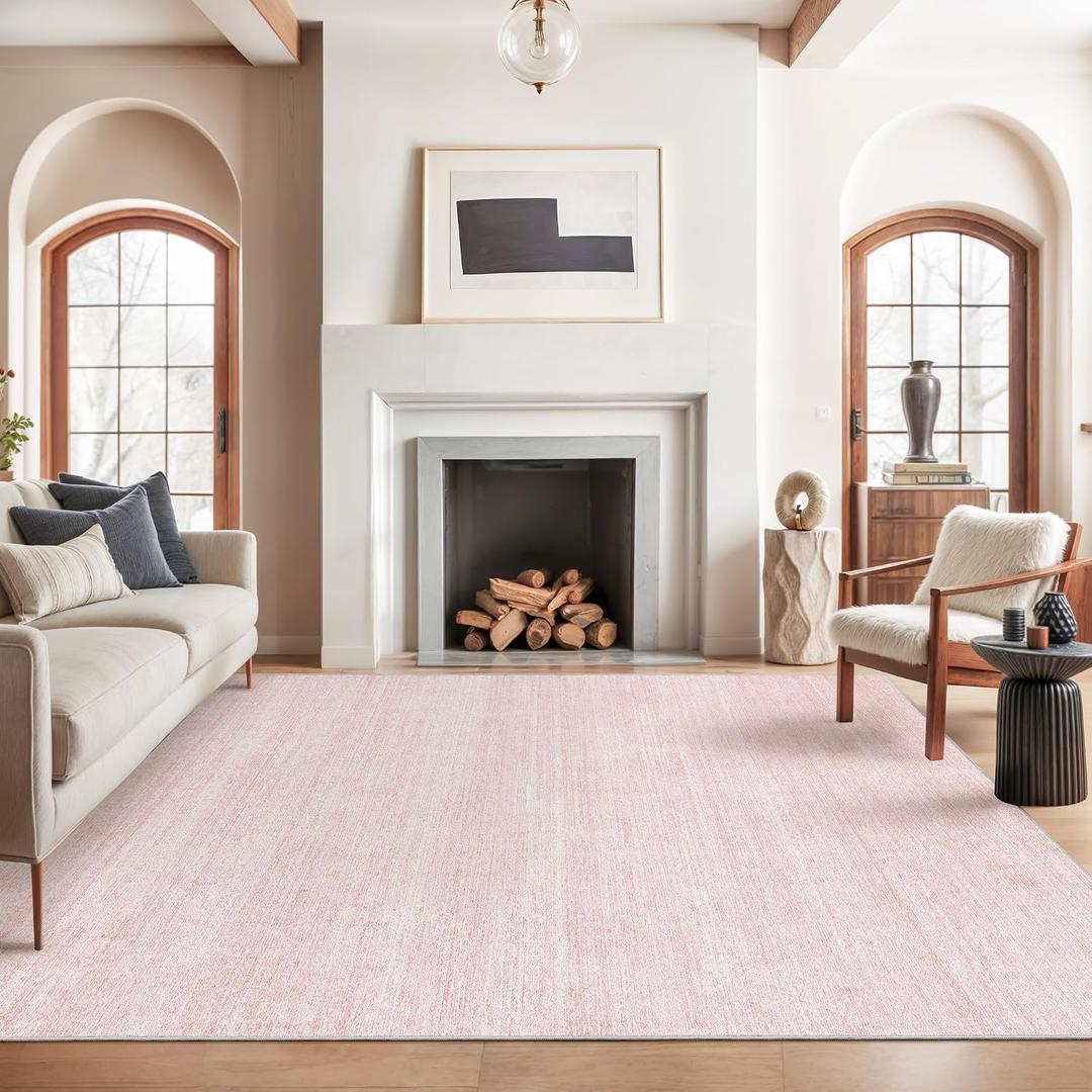 6x9 Area Rugs, Large Washable Rugs for Living Room, Light Pink