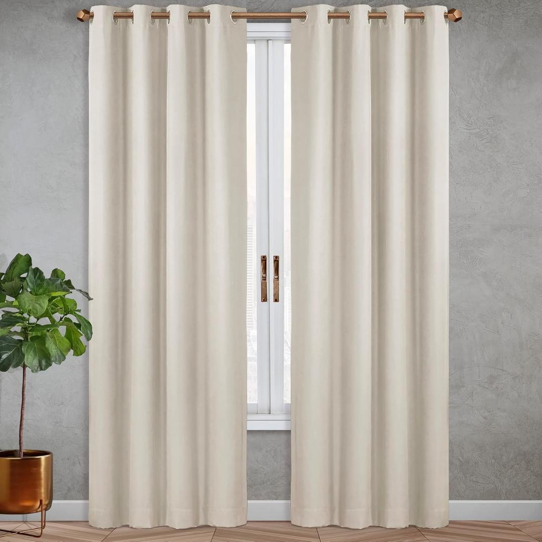 Sun+Blk Total Blackout Rod Pocket Back Tab Panel, Noise Reduction & Thermal Insulation, Contains 1 Panel, 52"x63" (132x160 cm), Yellow
