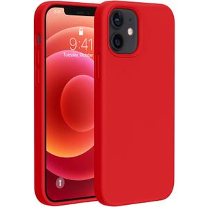 Miracase Compatible with iPhone 12 Case and iPhone 12 Pro Case, Liquid Silicone Gel Rubber Full Body Protection Shockproof Drop Protection Phone Case for iPhone 12/12 Pro 6.1 inch, Red