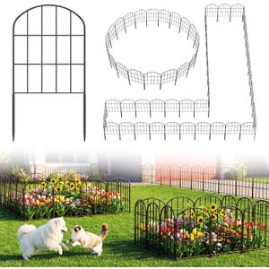 19 Pack Decorative Garden Fence Panels - 24in (H) x 20.58ft (L) Animal Barrier Fence No Dig Fencing Rustproof Metal Wire Edging Panel Border Apply to Dog Fencing for Yard Outdoor Decor Flower Beds