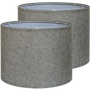 Drum Lamp Shades Set of 2, Modern Gray Fabric Lamp Shades for Table Lamps, 13"x13"x10" Cylinder Lampshades, Contemporary Linen Drum Shades, Easy Assembly, Fits Standard Harp(Gray)