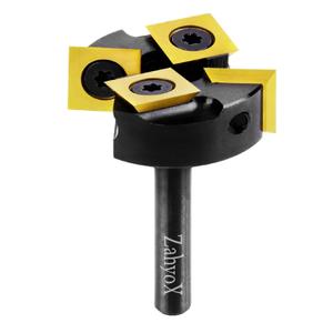 ZahyoX CNC Spoilboard Surfacing Router Bit, 1/4" Shank, 4 Wings, 1-3/8" Cutting Diameter, TiN Coated Insert Carbide Slab Flattening Router Bit, Planing Bit Wood Planer Bit for Woodworking