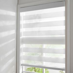 Zebra Roller Shades, Cordless Zebra Blinds for Window, Dual Layer Roller Window Blinds for Indoor, Light Control Light Filtering for Day and Night, 34''W X 64''H, White