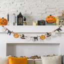 8.2 ft Halloween Black Cat Ghost Witch Hat Pumpkin Garland Wooden Beads Garland Rustic Farmhouse Country Decor Wood Banner Ghost Halloween Hanging Decor for Fireplace Mantel Wall Home Window