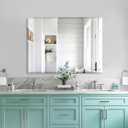 Mirrorons Beveled Mirror, Wall Mirror 40" x 30", Frameless Rectangle Bathroom Mirror with Beveled Edge, Hangs Horizontally or Vertically. Rounded Corner Tempered