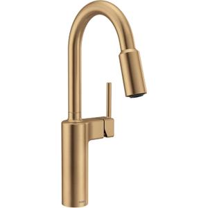 Moen Inara Bronzed Gold Pulldown Kitchen Faucet with Power Boost, Modern Kitchen Faucet, One-Handle High Arc, Easy Installation, 87463BZG