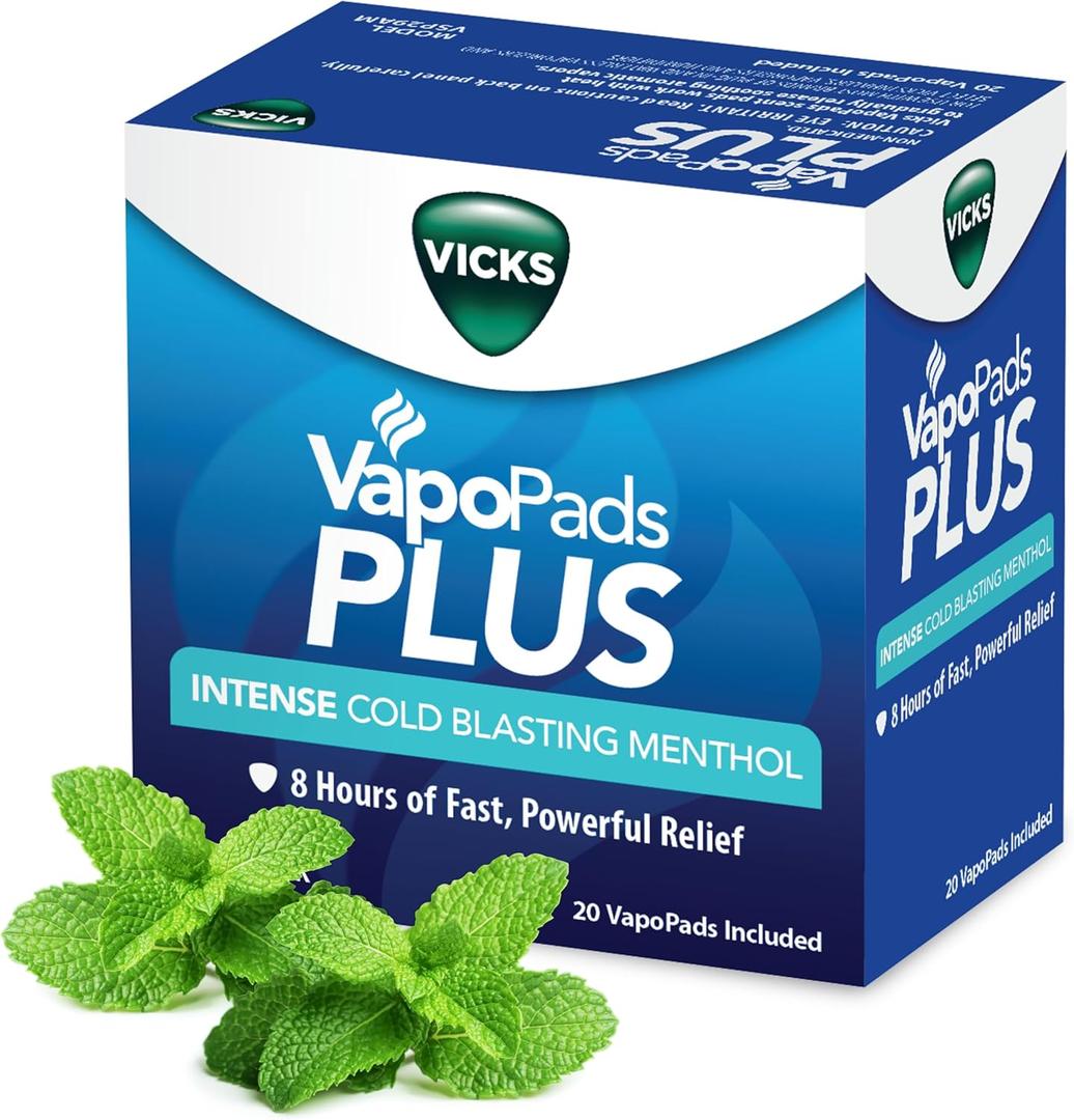 Vicks VapoPads Plus with Intense Cold Blasting Menthol Value Pack, 20 Count Refill Scent Pads, Vapor Pads for Vicks Humidifiers, Vaporizers and Steam Inhaler, FSA and HSA Eligible