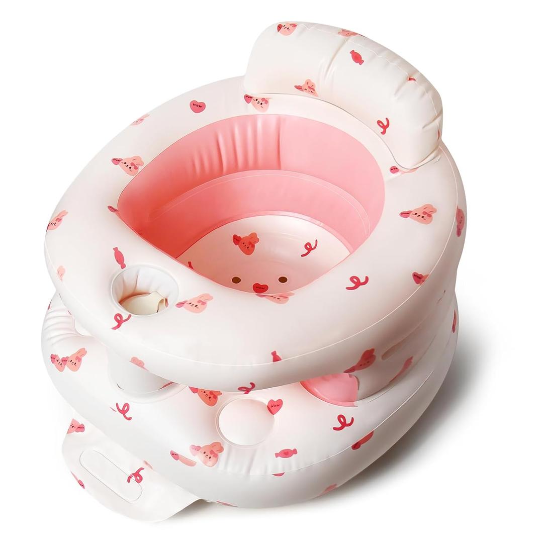 TDTOK Inflatable Baby Seat, Sit Me Floor Seat for Babies 3 Months Up, Inflatable Baby Chair with Fence & Built-in Air Pump for Home, Travel