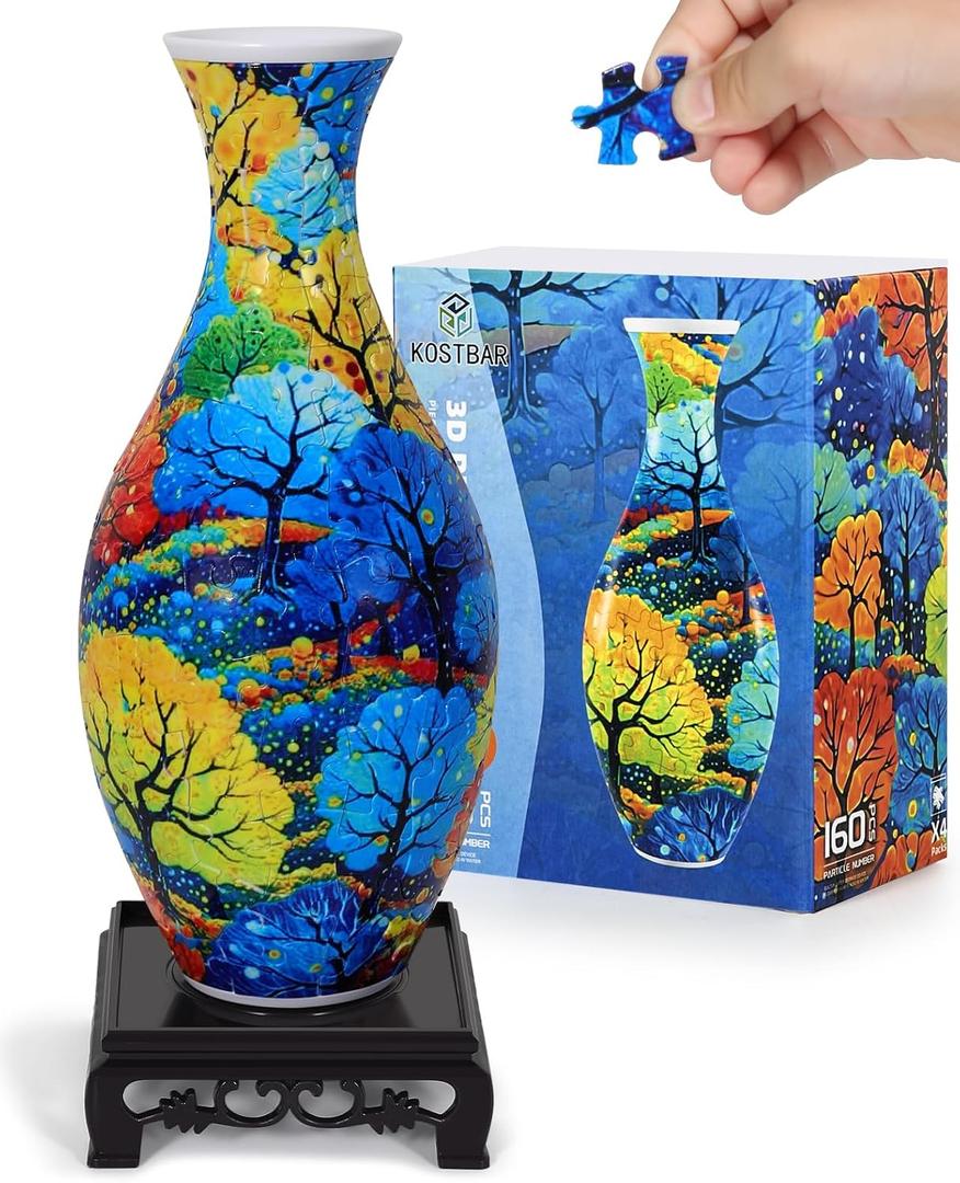 Puzzle Vase, Unique Gifts for Mother's Day, 160 Pieces Plastic 3D Puzzle Vase for Flowers, 3D Puzzles for Adults, Unique Arts and Crafts for Adults, Puzzle Vase for Home and Office Decor