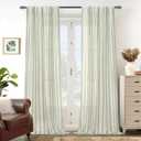 DriftAway Farmhouse Vertical Striped Linen Blend Textured Light Filtering Semi Sheer Curtains for Living Room Bedroom 84 Inches Long Drapes 2 Panels Linen Loden Green