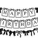 Black Bow Happy Birthday Banner Garland with Mini Ribbon Bows for Women Girls Black Bow Birthday Party Decorations, Baby Shower, Bows Party Decor Supplies
