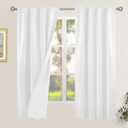 LAMIT White 100% Blackout Linen Curtains, 63 Inches Linen Textured Thermal Bedroom Curtains Back Tab and Rod Pocket Neutral Panels with White Liner for Short Windows, 2 Panels, 38 x 63 Inch