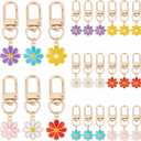 PH PandaHall 24pcs Flower Keychain, Daisy Enameled Charms Aesthetic Keychain Car Key Ring Pendant Key Chains for Mom Mother's Day, Handbag Bag, Earphone Case Decoration, Purse Accessories