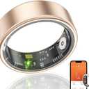 Smart Ring Health Fitness Tracker, Size First with Sizing Kit, Activity & Sleep Tracker/Stress/Heart Rate Monitor, Waterproof Smart Ring for Men/Women, No App Subscription (Golden, 12)