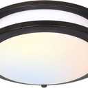 Hykolity 13 inch Flush Mount LED Ceiling Light Fixture, 2700K/3000K/3500K/4000K/5000K Adjustable Ceiling Lights, Oil Rubbed Bronze Saturn Dimmable Lighting for Hallway Bathroom or Kitchen, ETL Listed