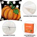 2 x Artscope Fall Decorative Throw Pillow Covers 18x18 Inch Set of 4 Fall Gifts for Home Decor, Autumn Pumpkin Maple Leaves Harvest Decoration Pillow Cases for Home Sofa Couch Decor-Orange D
