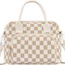 OYLOLA Lunch Bag Women Lunch Box for Women Adult Cute Insulated Lunch Bag Lager Cooler Lunch Tote Bags for Work Picnic (Beige-Brown Plaid)