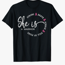 She is A Warrior Strong Brave Pink Breast Cancer Awareness T-Shirt, 2XL