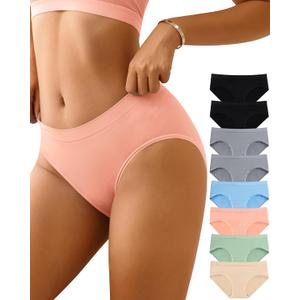 CULAYII Womens Underwear Seamless Hipster Panties Wicking Underwear Soft Stretch Breathable Ladies Low Waisted Underwear (Medium-Large, Multicolor K-8 Pack)