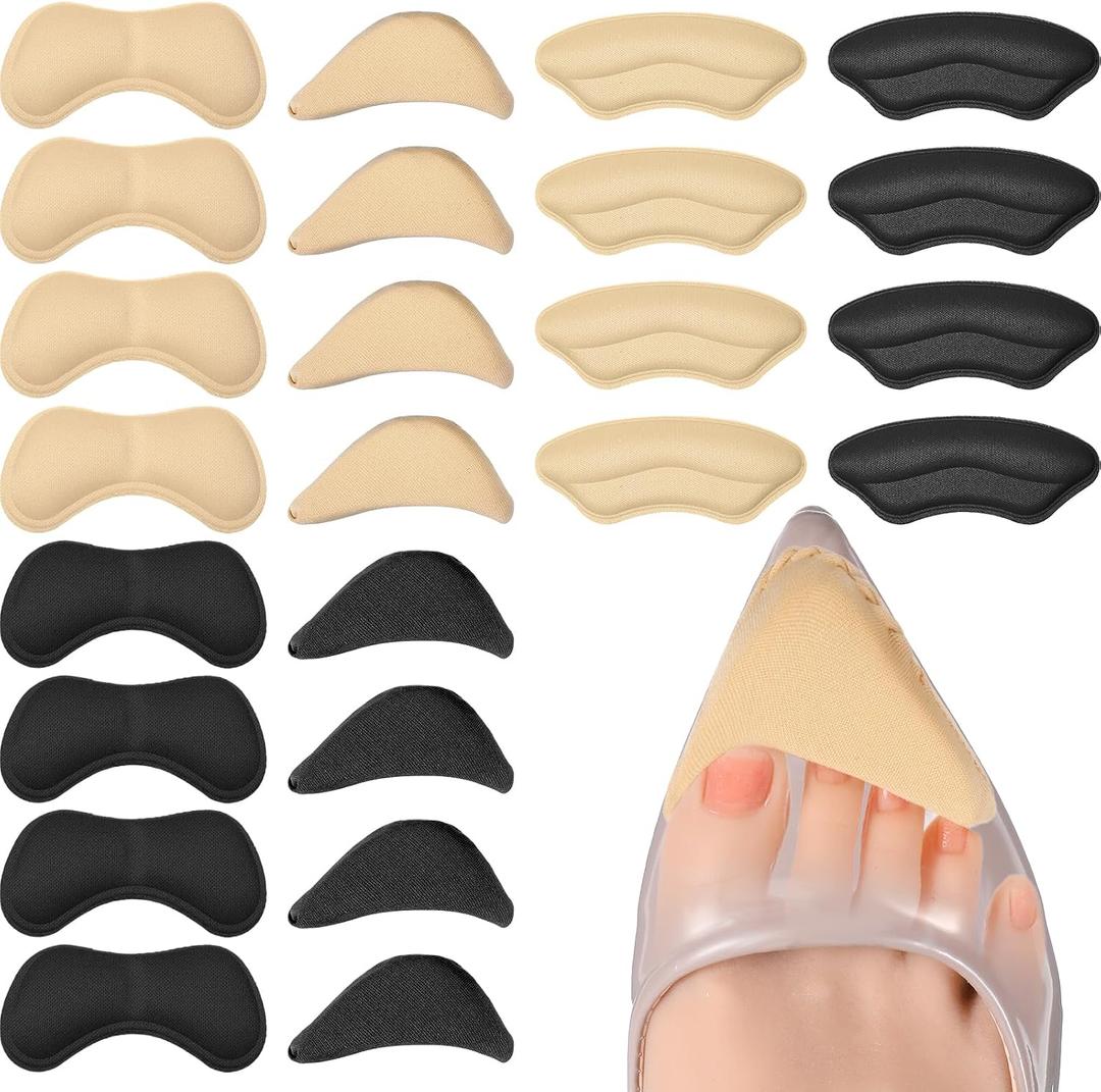 12 Pairs Shoe Filler Shoe Inserts for Women Too Big Self-Adhesive Heel Grips Liner Cushions to Fix Shoes Too Big for Men Prevent Heel Pain Blisters (Skin Color, Black)