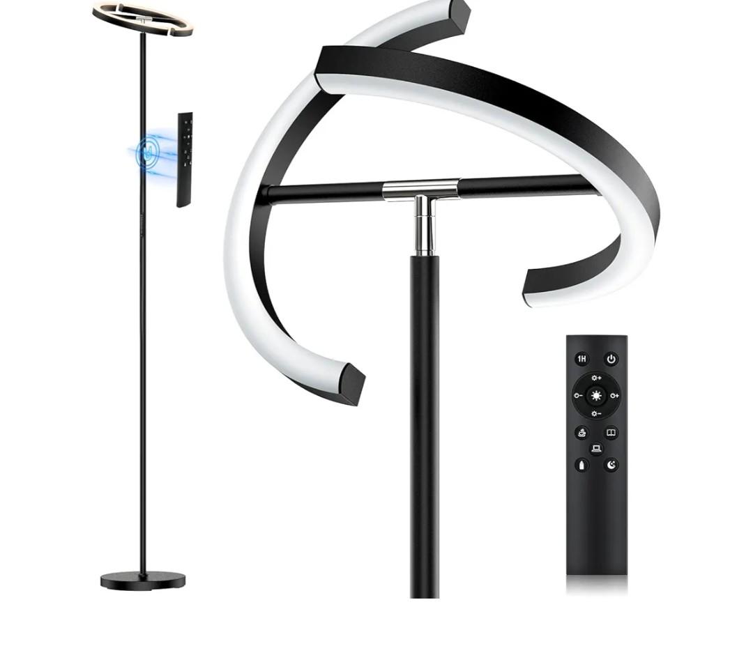 SIBRILLE LED Floor Lamp - Rotatable Standing Lamp with Touch & Remote Control, 3000-6000K, 22W Modern Floor Reading Light, Dimmable Corner Uplighter for Living Room Bedroom Office, Black