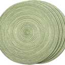 FunWheat Round Braided Placemats Set of 4 Place mats for Dining Tables Woven Heat Resistant Table Mats 15 inch (E Light Green, 4pcs)