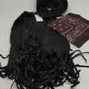 Western Outfits for Women Cowgirl Tassel Sleeveless Vest Cowboy Hat and Paisley Bandana (Medium, Black)