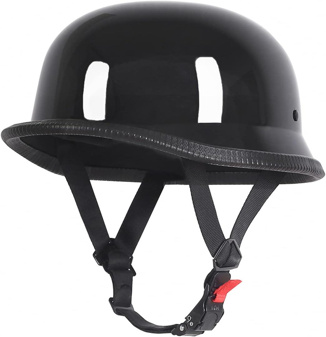 German Style Motorcycle Helmet, Thin Skull Cap Half Helmet for Adult Men Women, Novelty DOT Half Shell Helmet, Retro Half Face Helmet for Cruiser Scooter Chopper, DOT Approved (X-Large)