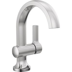 Delta Albion Chrome Bathroom Faucet 1 Hole, Single Hole Bathroom Sink Faucet for Vanity, Metal Push-Pop Drain Assembly, Chrome 15855LF