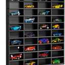 Krafetto Toy Car Display Shelf, Holds 40 Diecast 1/64 Toy Cars, Wall Mount Model Car Storage Organize Case, Black